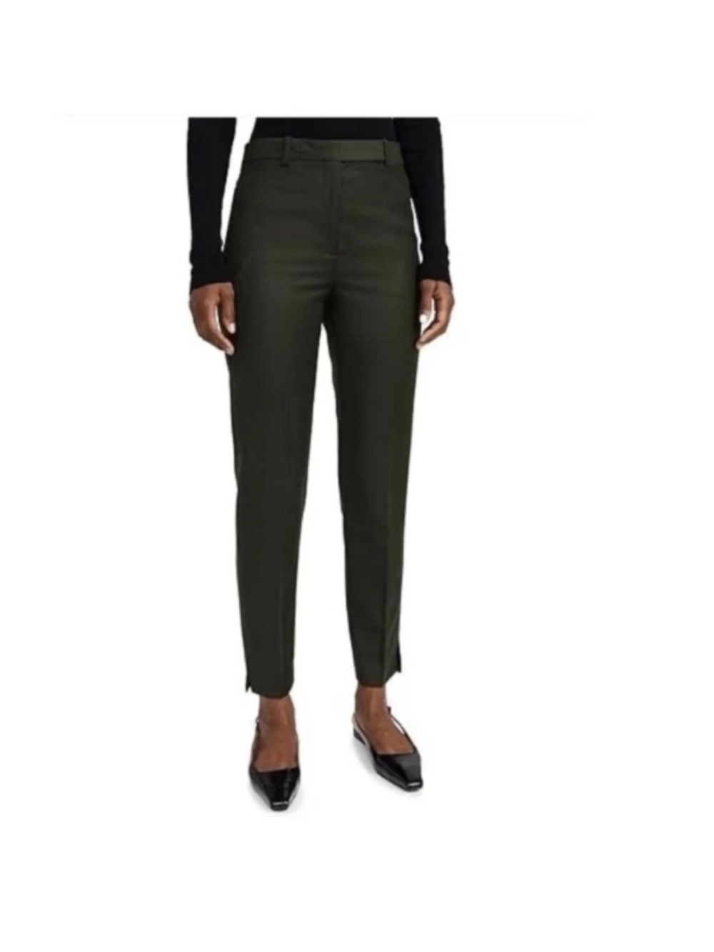 Theory Olive Green Sleek Flannel Taper Pants - size 4 Small